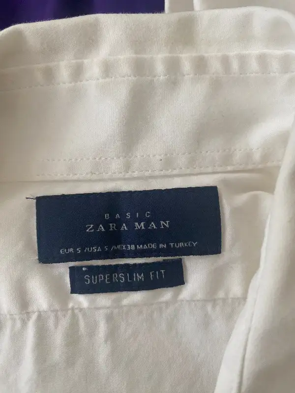 MENS ZARA man super slim small white shirt -$20 in Men's in Markham / York Region - Image 2