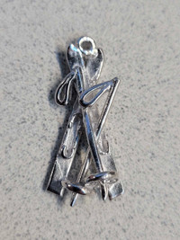 Vintage Sterling Silver skis and poles charm 