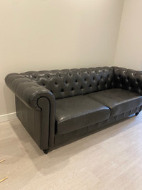 Black Faux Leather Couch - Urban Barn