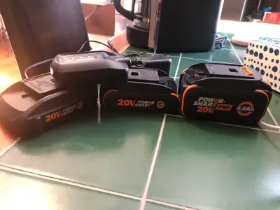 Great batteries. Fully charged, very light use on them. Comes with charger. Bring a tool to try if y...