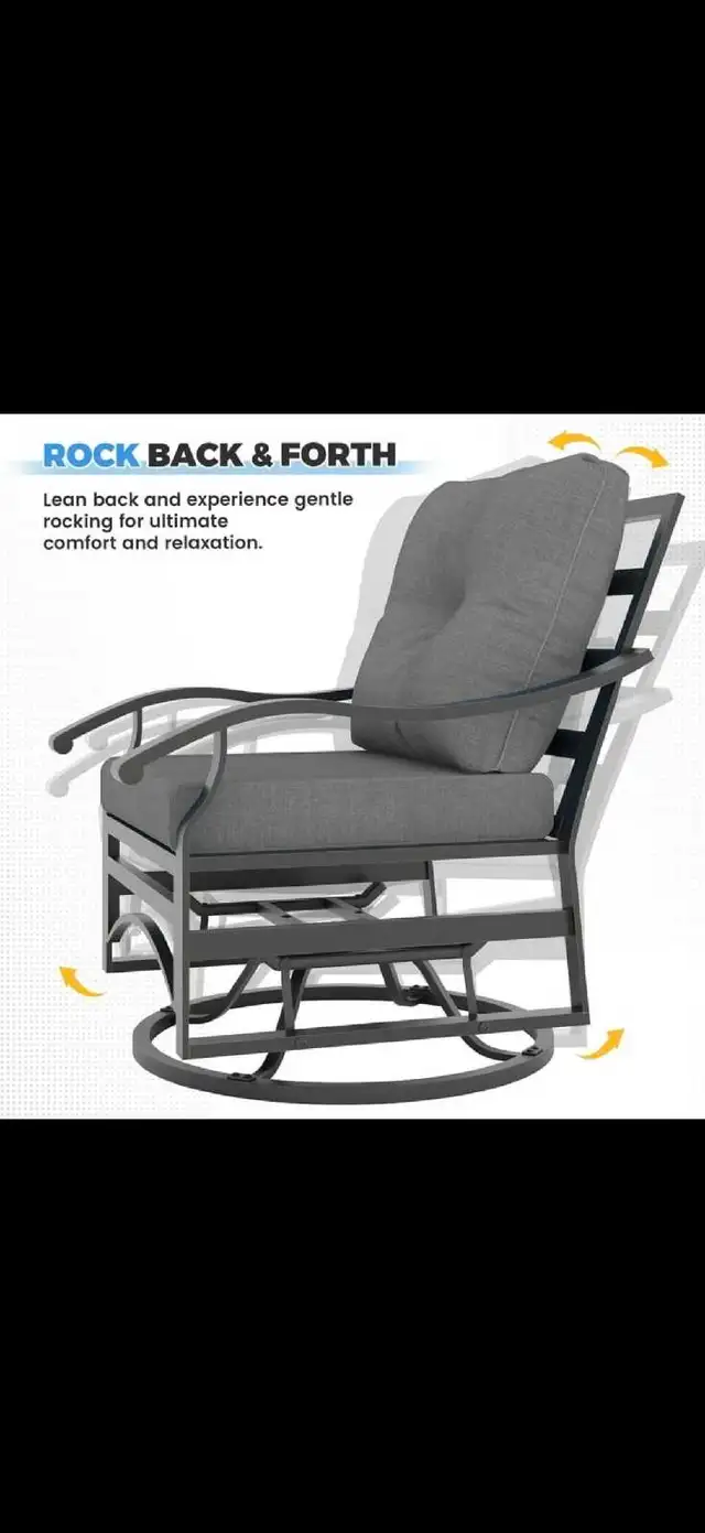 Outdoor Swivel Rocker Chairs, 3 PC Metal Patio Rocking Chairs  in Patio & Garden Furniture in Markham / York Region - Image 6
