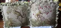 Vintage Aubusson Needlepoint Cushions with Tassels