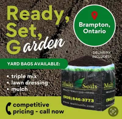 FRESH SOILS, SOD AND MULCH AT GREAT PRICES CALL 647-302-8715, View more