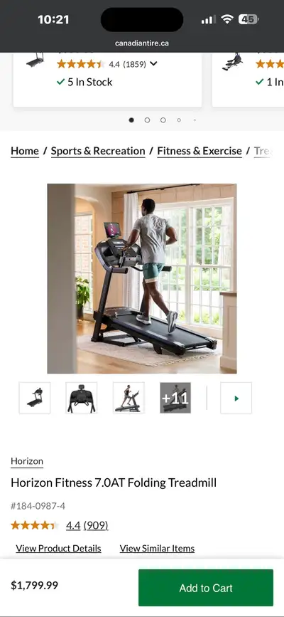 Get fit with this Horizon Fitness 7.0AT folding treadmill! This treadmill is in excellent condition...