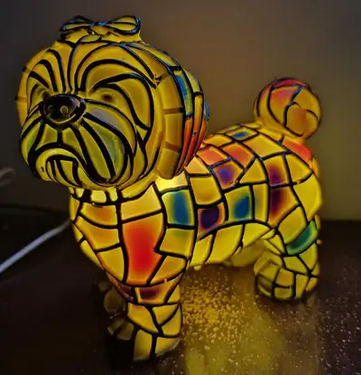 Colourful LED Light Stained Resin Small Dog USB Lamp Art, View more