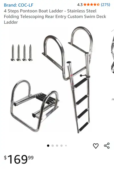 4 Steps Pontoon Boat Ladder - Stainless Steel Folding Telescopin, View more