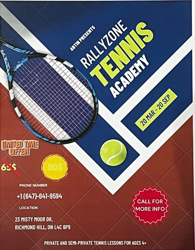 Tennis lessons in Sports Teams in Markham / York Region