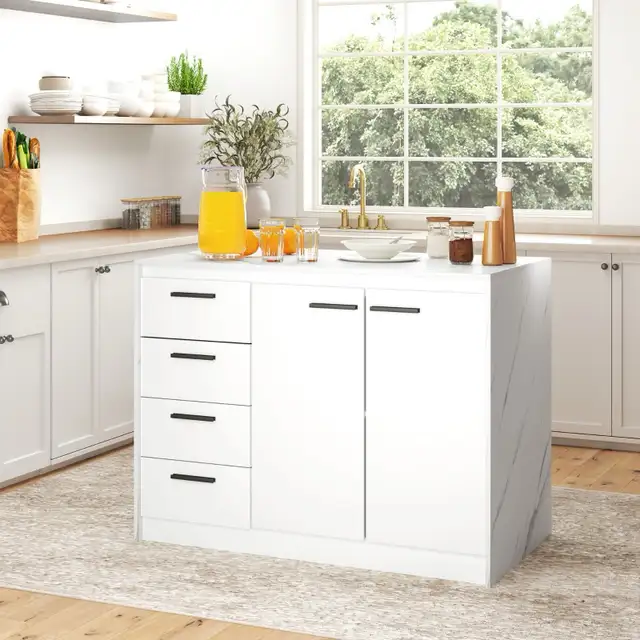 Kitchen Island with Storage Cabinet, 4 Drawers and Adjustable Sh in Other in Markham / York Region - Image 2