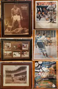 Framed sports pictures and unframed prints