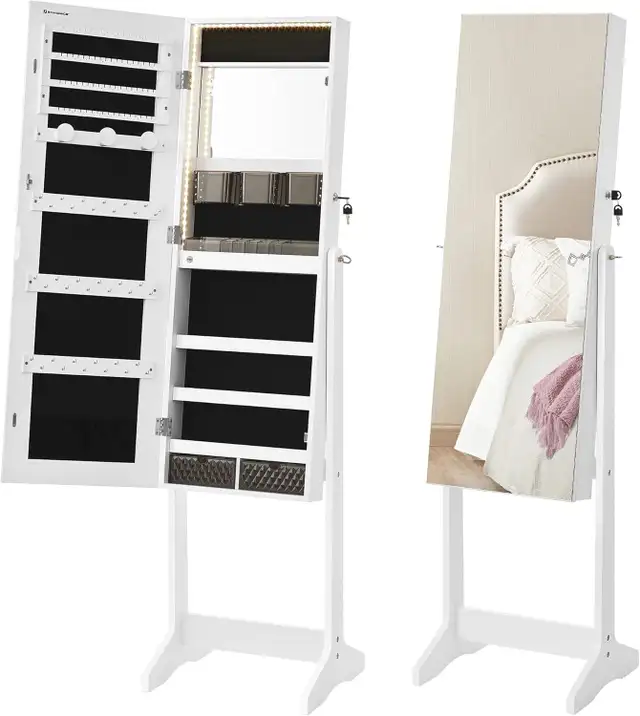 Mirror Jewelry Cabinet Standing Armoire Organizer, Jewelry Stora in Storage & Organization in Markham / York Region - Image 11