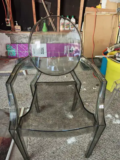 Set of 2 Smoke Grey Transparent Ghost Style Acrylic Chairs, View more