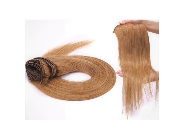 Clip In Honey Brown Brazilian Human Hair Extensions In 22 Inches dans Autre  à Ville de Montréal - Image 2