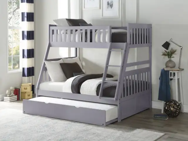 Lisa Bunk bed, Single over Double, Grey or White, NEW,  in stock in Beds & Mattresses in Tricities/Pitt/Maple - Image 3
