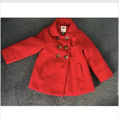 tomatoe red pea coat girl size 4T, View more