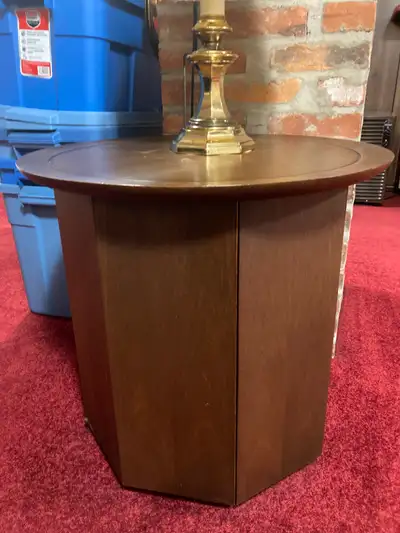 Round side table with storage under, View more