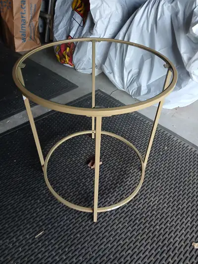 Glass Top / Gold Metal Frame Small Round Table, View more