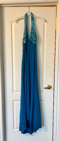 Turquoise Sequin Party Dress Evening gown/ Prom Dress