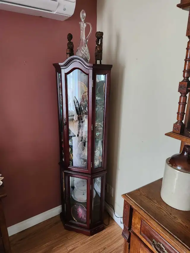 Dark Wood Corner Display Cabinet