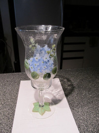 Hand painted glass candle holder.
