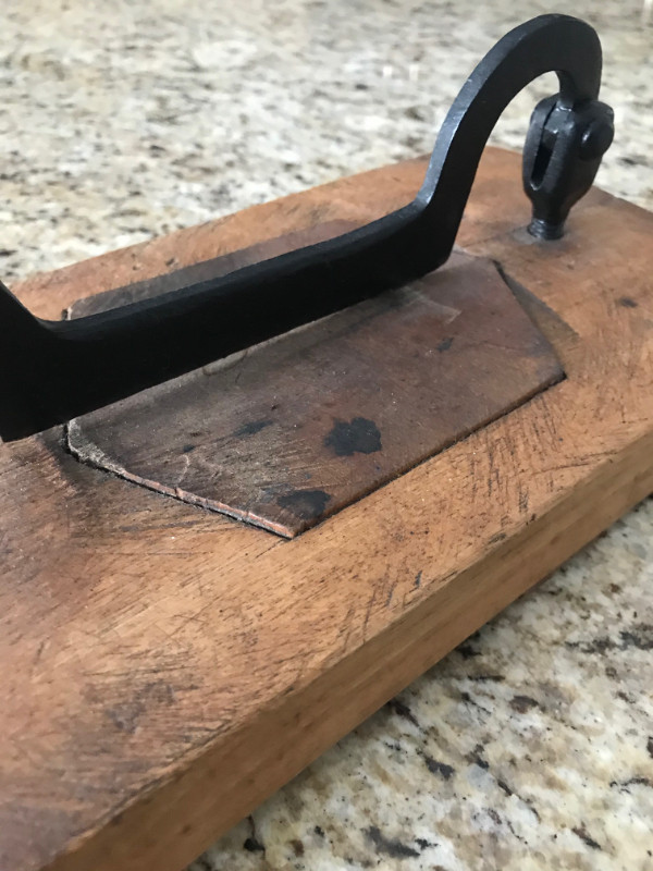 Old wooden tobacco cutter - thick wood. $50.00.  This is a beaut in Arts & Collectibles in Charlottetown - Image 3