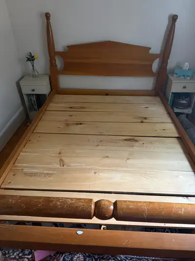 Queen bed frame - solid oak, View more