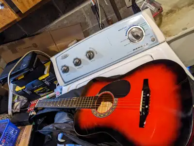 Red vintage guitar, View more
