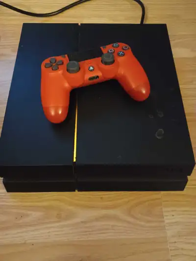 Playstation 4 with power cord. cd drive does not work 500Gb storage Red Sony Dualshock 4 controller...