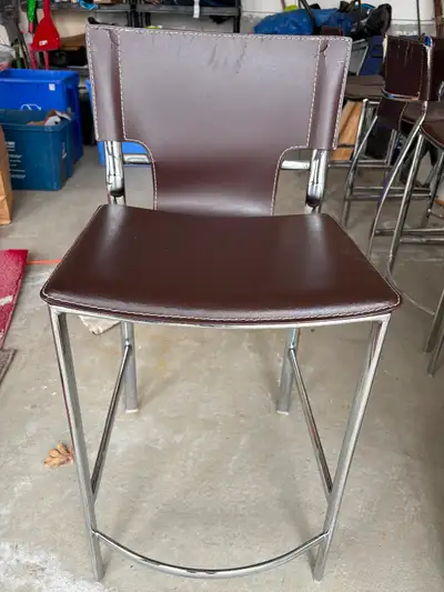 Brown Leather Bar Stools – $25 Each (6 Available, Project), View more