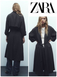 Zara lightweight trench coat, black sz S