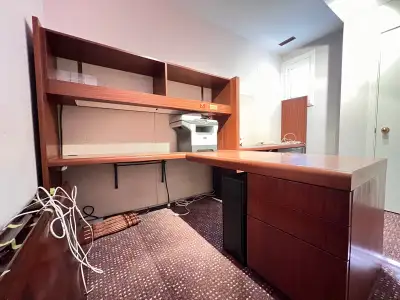 FREE Wooden L-shape office desks with file cabinet, View more