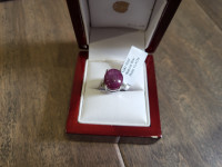 Brand New 10KT White Gold Natural Star Ruby Ring For Sale