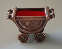 Vintage Rare Copper Carriage Trinket/ Ring Box with Red Lining