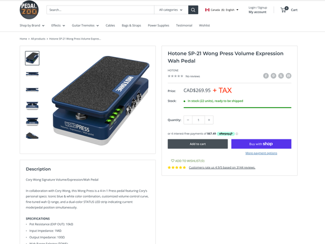 Volume Expression Wah Pedal Hotone SP-21 Wong Press in Amps & Pedals in Markham / York Region - Image 6