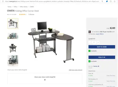 Owen Folding Office Desk - $250 Value, View more