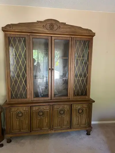 Vintage Wooden Hutch and Display Cabinet for free, View more