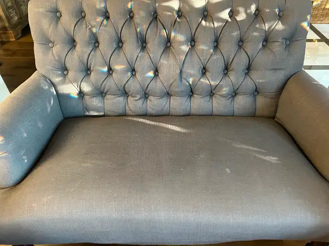 Dark Grey Cloth  Love-Seat For Sale
