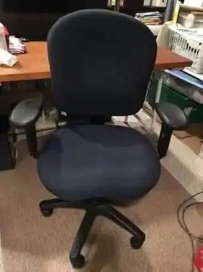 Adjustable office chair $95, baby fabric, gently used Other black faux leather office chair $55, gen...