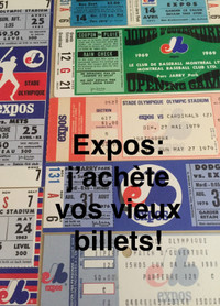 Expos de Montréal: vieux billets et talons (tickets and stubs)