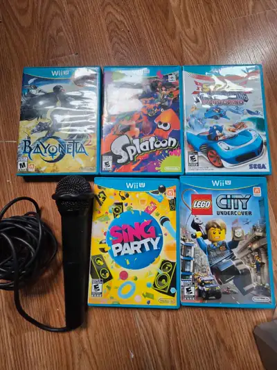 6 Nintendo Wii U games, microphone , View more