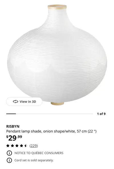 IKEA RISBYN Pendant Lamp Shade, View more