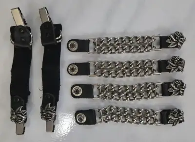 ROSE Biker Vest extenders and Pants fasteners, so they do not ride up your leg, for the wider pants....