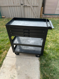 Black Steel 3 Tier Rolling Tool Cart With 3 Drawers