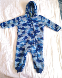 New LL Bean Blu Camo Fleece Hooded suit 6-12 Months