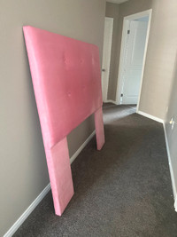 Beautiful pink suede microfibre padded headboard for double bed