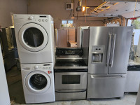 Stainless steel fridge stove washer electric dryer set