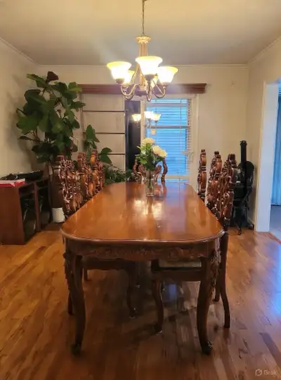 Antique Filipino Hand-Carved Narra Wood Dining Set, View more