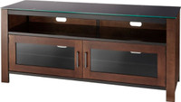 INSIGNIA: 54" MOCHA WOOD, METAL and GLASS FINISH TV STAND