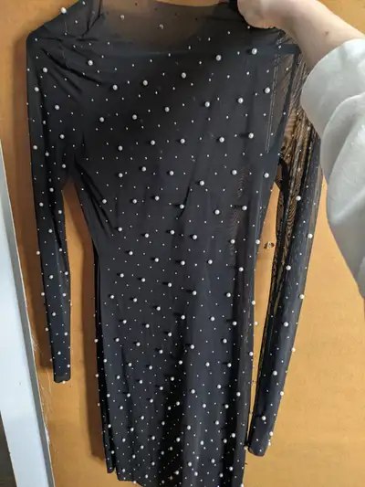 Black dress size small with pearl