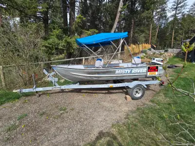 Reduced - 14' Misty River CWD Aluminum Boat with Honda 9.9 Four Cycle Outboard - model BF9.9AK - Wid...