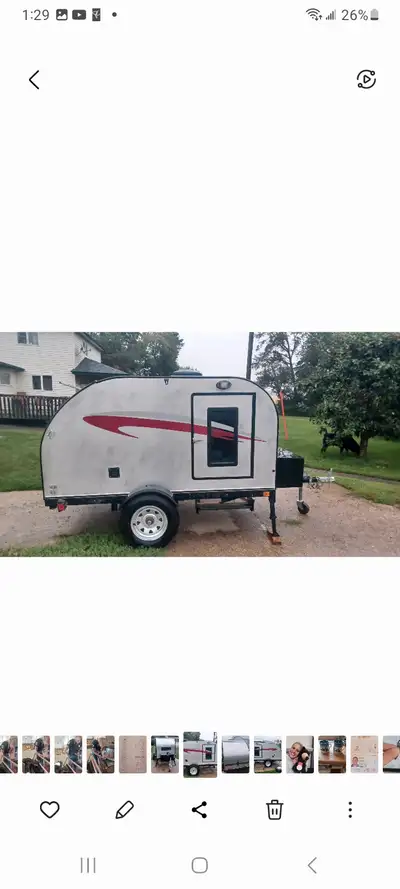 Small trailer. Sleeps 2. Can be pulled with pretty much any vehicle. Weight approximately 1100 lbs....